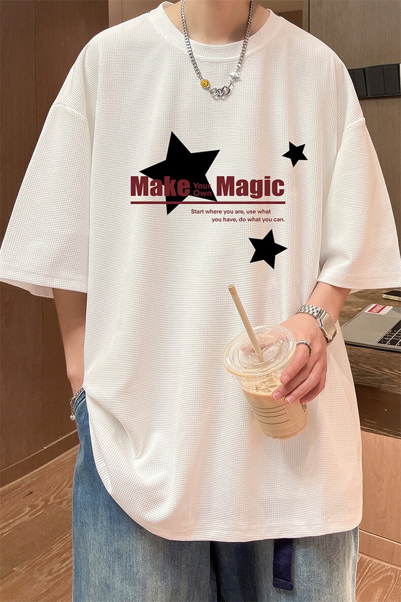 华夫格t恤男短袖男大码五分袖酒店风HT73379-P22,男装T恤,电商A040