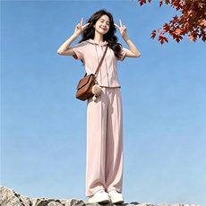 多巴胺时尚气质套装女夏季新款洋气减龄连帽短袖上衣阔腿裤两件套,女装套装/套裙,江南,浙宝-杭派风 多巴胺时尚气质套装女夏季新款洋气减龄连帽短袖上衣阔腿裤两件套,女装套装/套裙,江南,浙宝-杭派风