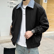 抖音假两件翻领牛仔拼接宽松休闲外套男装夹克C317-6606-P125，男装夹克，电商C317