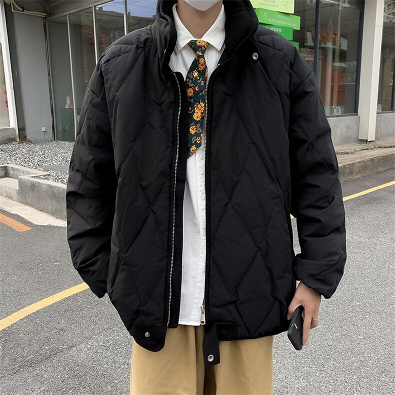 白色菱格棉服外套宽松立领保暖面包服棉衣M0906-P85图片