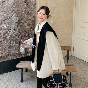 韩版宽松风衣羽绒服+披肩（90绒100-120g)-2C016-9053-P330-K480图片