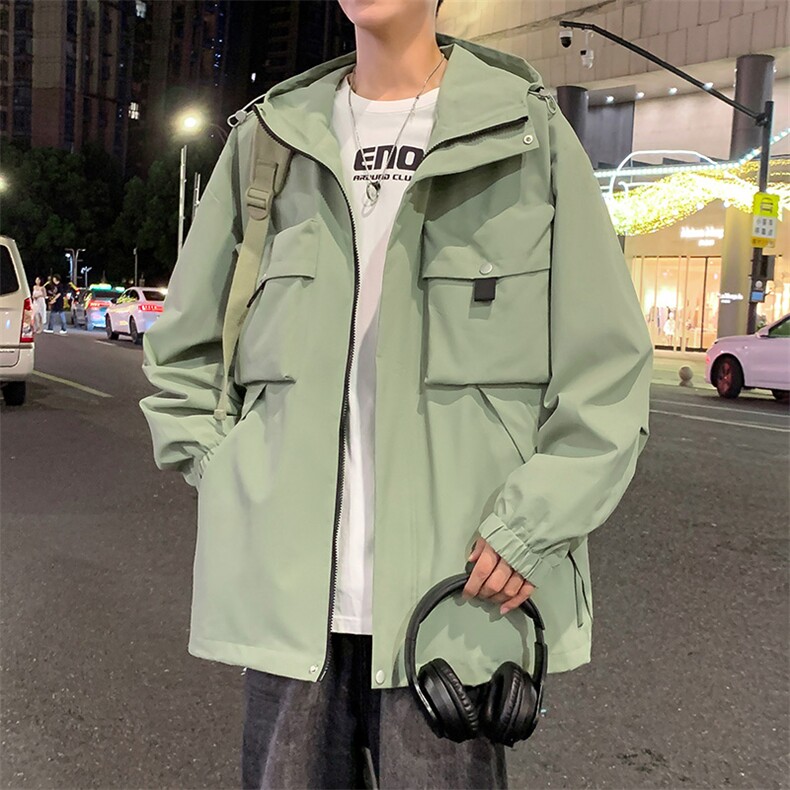 休闲拉链夹克情侣冲锋衣防风衣连帽外套JK451p75,男装夹克,电商D315