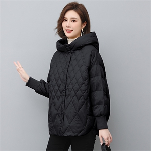 时尚龟壳背造型羽绒服女短款宽松显瘦保暖外套图片