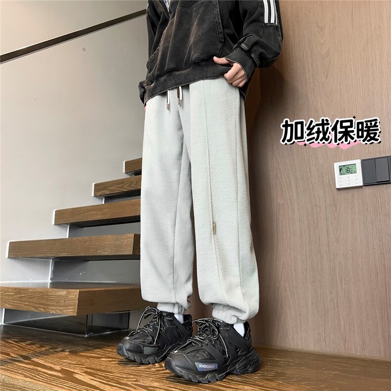 2025冬季新款美拉德重磅加厚加绒保暖束脚裤男士休闲裤K6623-P50,男装棉衣,电商A006