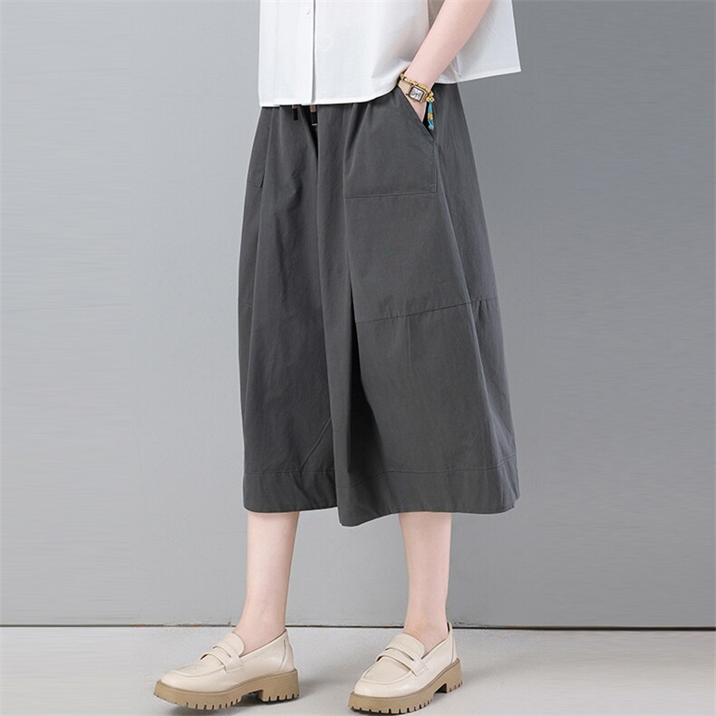 中年妈妈时尚阔腿裙裤女夏季2025新款宽松减休闲龄衬衫,女装休闲裤,秋牧寒烟