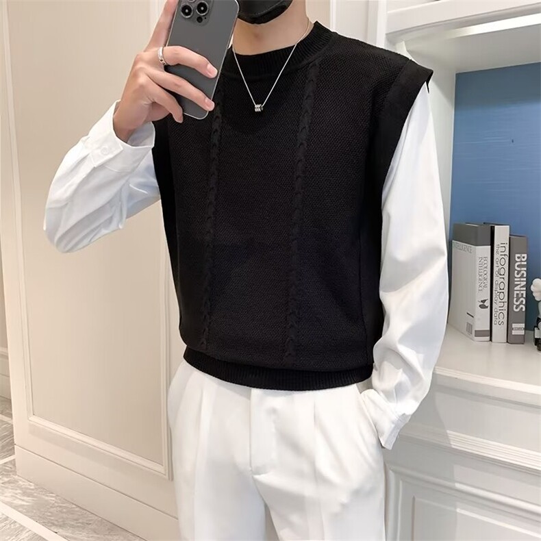 假两件美式毛衣男士秋冬季保暖拼接休闲宽松简约针织毛衫M876,男装针织衫/毛衣,星座1116A-2（原606A-1）