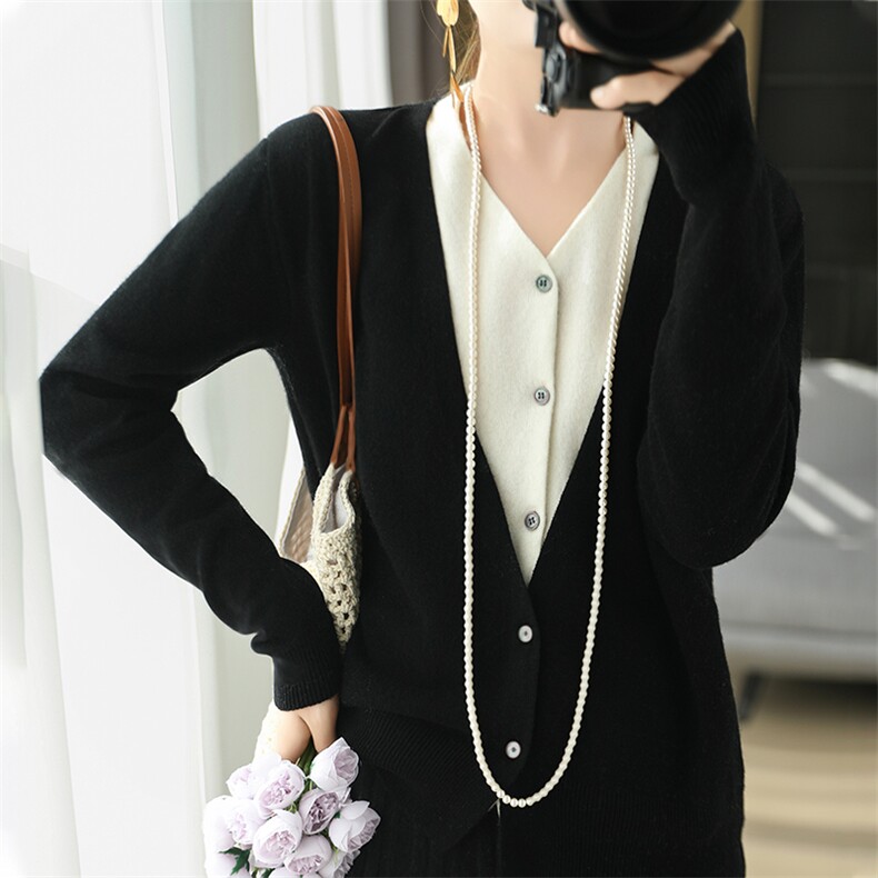 休闲百搭时尚经典假两件针织衫羊毛衫，女装羊毛衫，暮绒羊羊绒