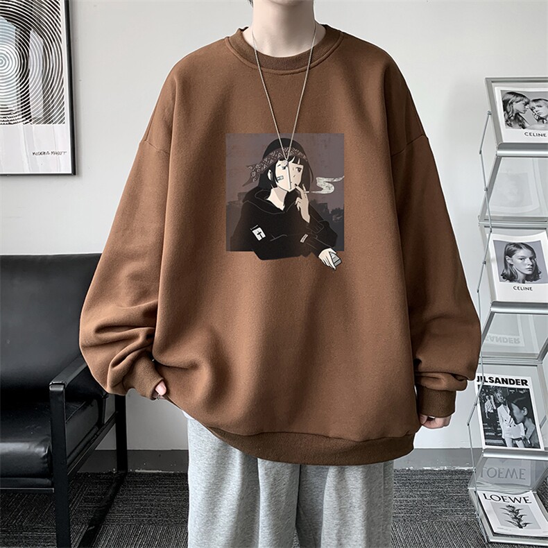 圆领卫衣男大码加厚加绒长袖t恤男S6122-P28加绒款-P33,男装卫衣,电商A040