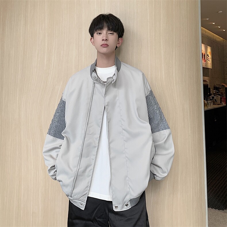 Wt002-P60美式复古拼接潮牌棒球服图片