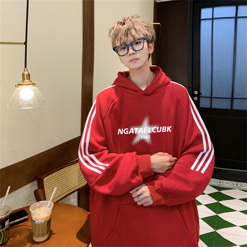 美式三杠条纹复连帽卫衣秋冬男女宽松长袖SWY2471-P55控8850棉,男装卫衣,电商B370