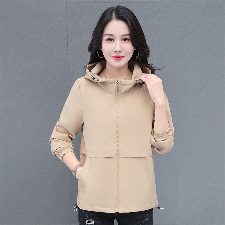 外套女秋冬季外穿夹克衫百搭休闲户外服宽松显瘦连帽短款外套长袖,女装短外套,燕颉服饰