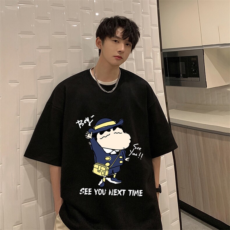 蜡笔小新麂皮绒短袖t恤男大码半袖男 JD82240-P25图片