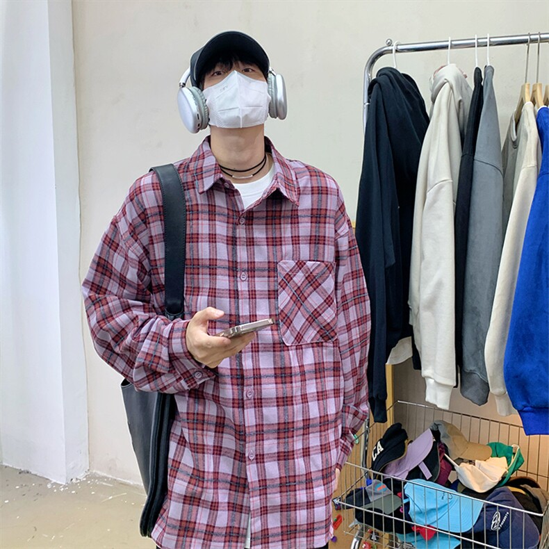 特P40无差价新款秋季百搭格子时尚长袖衬衫-HS2288港风,男装衬衫,电商A003