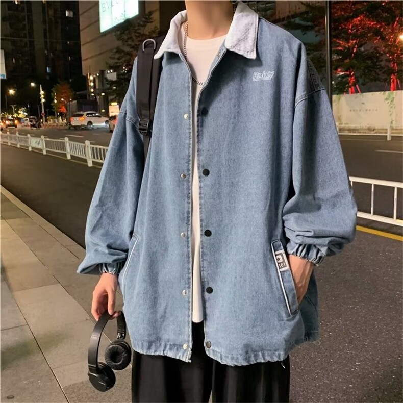 春秋外套宽松潮流外套男ins港风翻领夹克潮牌上衣W3487-P60,男装夹克,星座512-2