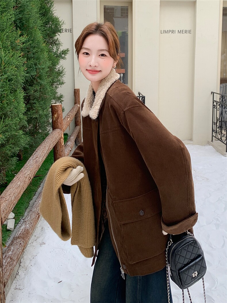 (现货)2025年冬季中长款灯芯绒棉衣2568款P175-K258,女装羊羔毛/颗粒绒,浙宝301