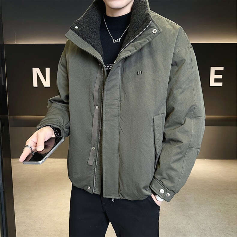 90新标呢料织带拼接立领白鸭绒羽绒服帅气外套YR5606-P299,男装羽绒服,电商D342