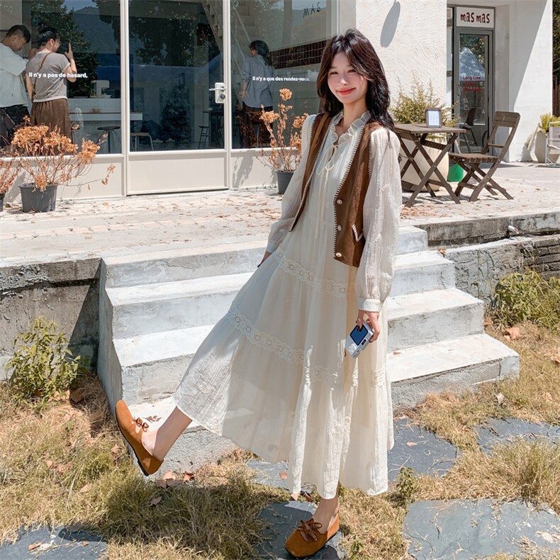 甜美减龄马甲蕾丝连衣裙两件套女春秋2025新款独特漂亮巨好看裙子,女装套装/套裙,2C032