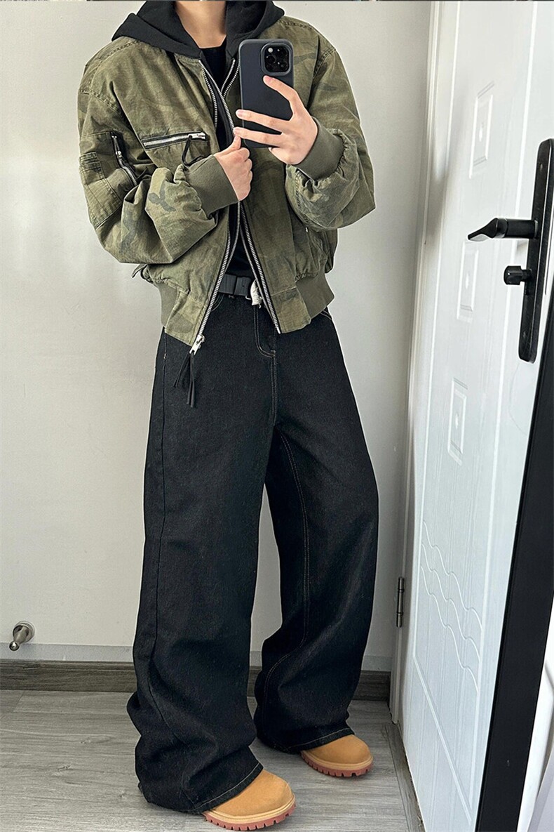 美式复古假两件迷彩外套飞行员夹克连帽棒球服WT963特P95,男装夹克,星座908-1