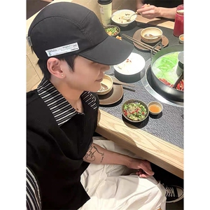 得物抖音高品质二开 夏季美式潮牌假两件条纹衬衫翻领高街短袖T恤图片