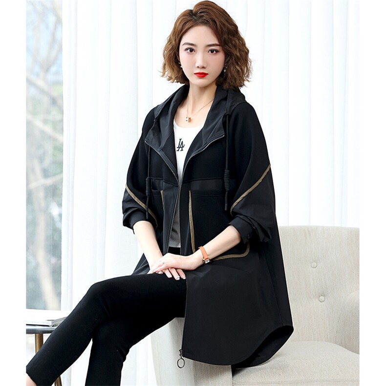 2025年春装新款风衣外套女中长款小个子中年妈妈休闲大码胖mm春秋,女装风衣,丽影随形