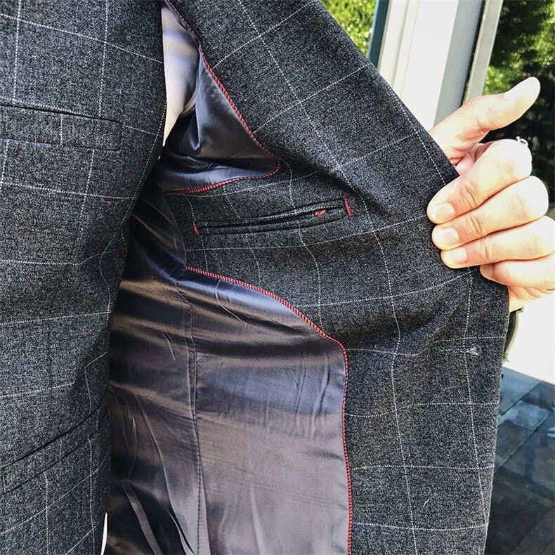 轻熟格子款西装套装男礼服西服三件套商务SJT-X38-P285,男装西服,星座1012
