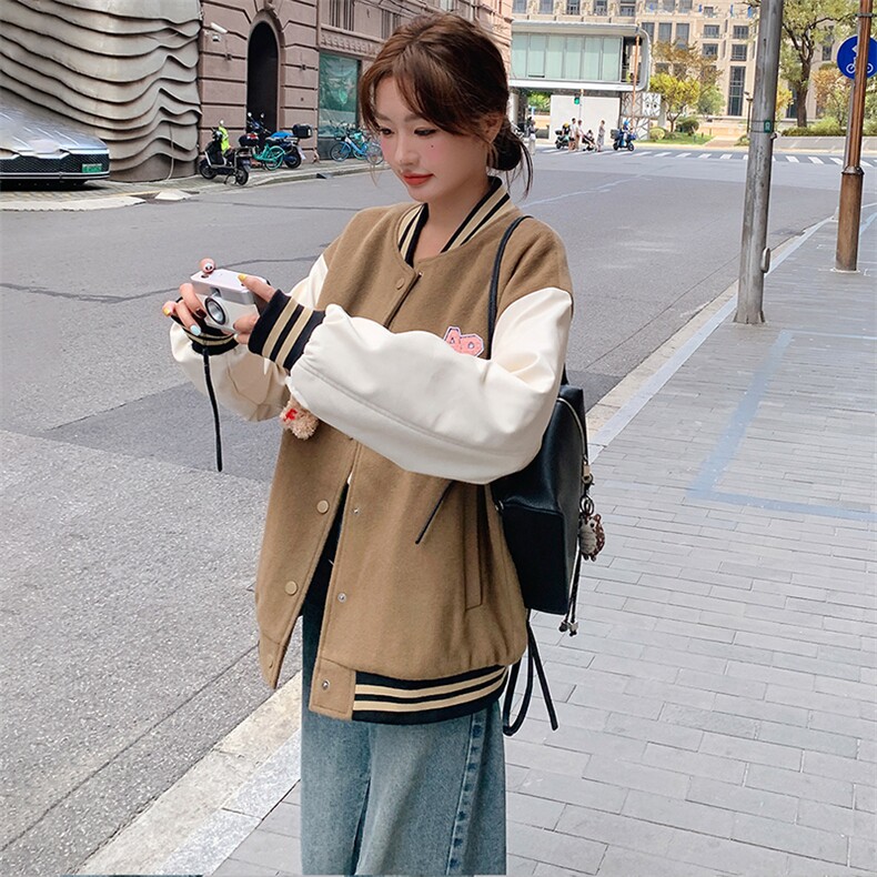 港风复古设计感棒球服外套女春秋2025年新款学院风小个子减龄上衣,女装短外套,天使之佳话