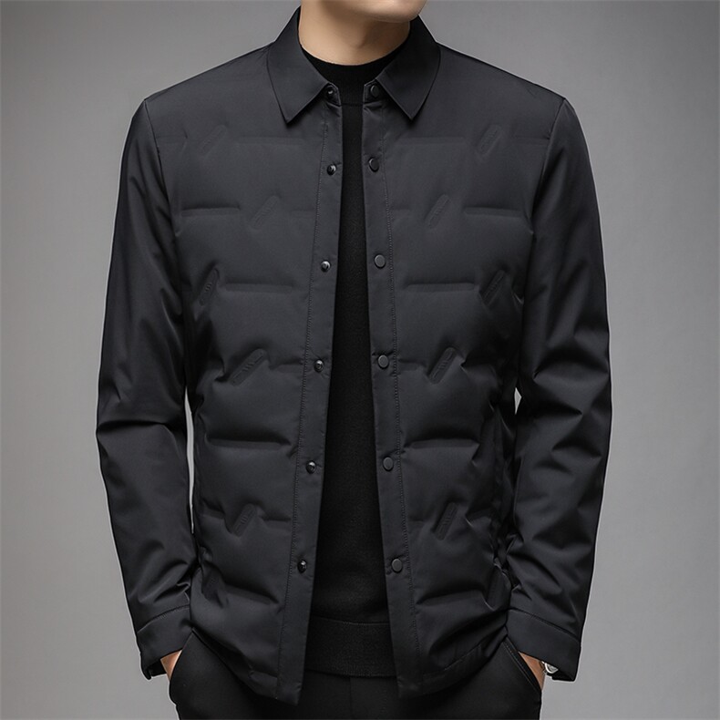 90白鸭绒基础男士羽绒服衬衣领简约大气,男装衬衫,钱塘207-1