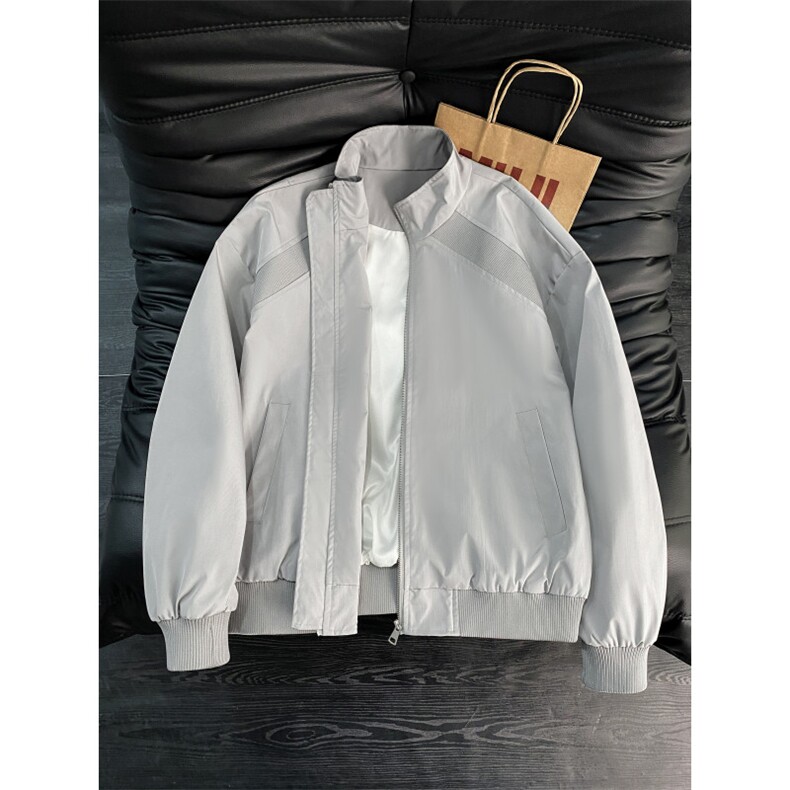 春季夹克男拼接螺纹立领美式飞行棒球服外套抖音得物品质6165-P32，男装夹克，星座207