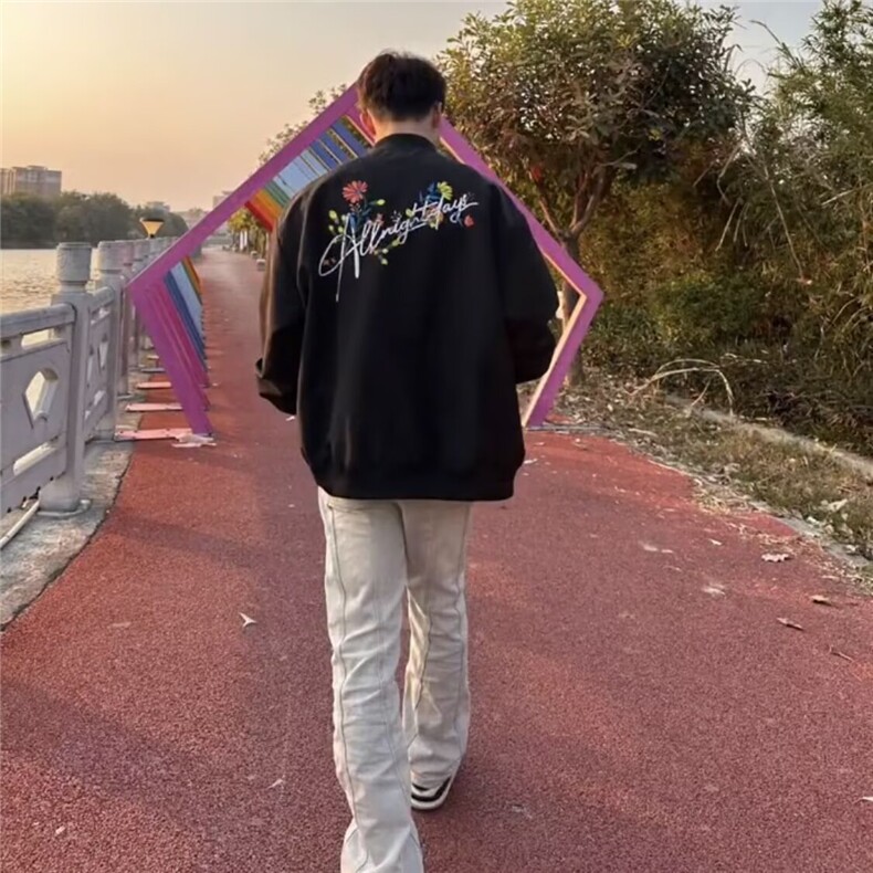 复古花卉刺绣初秋夹克2025新款美式高街情侣上衣衫男女,男装夹克,星座506A