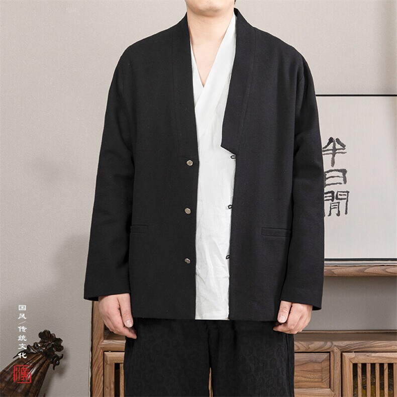 春夏新款风男装棉麻男士汉服外套H108P90,男装民族服装,钱塘802