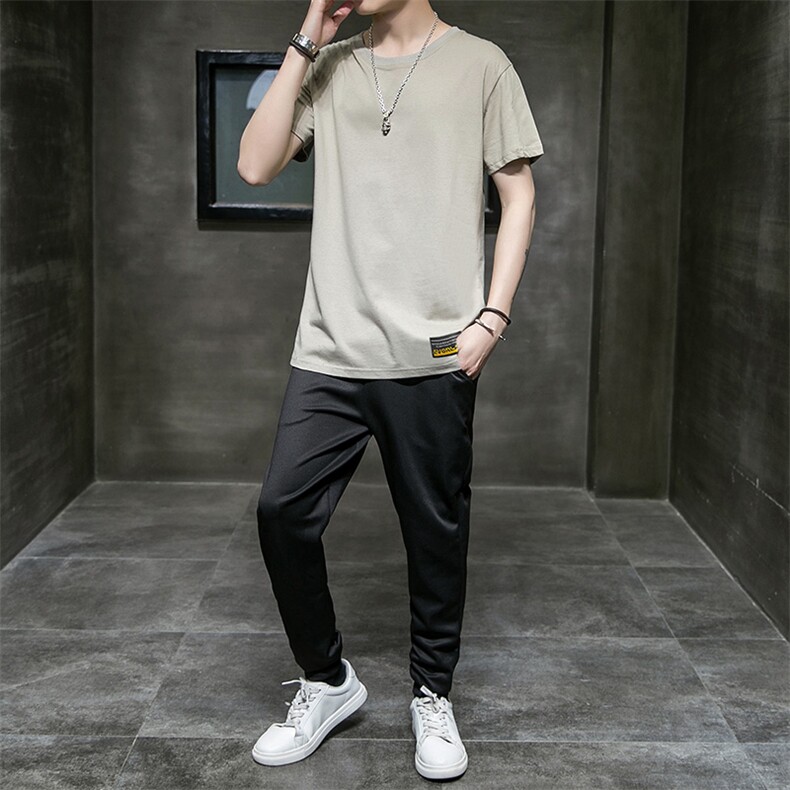 2021新款夏季男士短袖休闲运动服套装韩版潮流帅气A438-TZ09-P30,男装休闲套装,电商A438