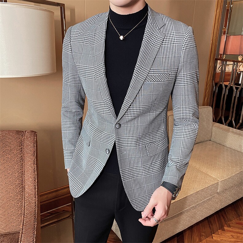 新款男士新款格子小西装西服外套803P145,男装西服套装,电商D225-1