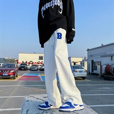 2023春装男女款毛巾绣标休闲华夫格卫裤拖地裤B221-LK22009-P50，男装休闲裤，电商B221