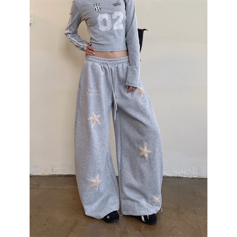 美式覆古星星弯刀卫裤女宽松休闲阔腿长裤子XC02-P56,男装休闲裤,星座208-5
