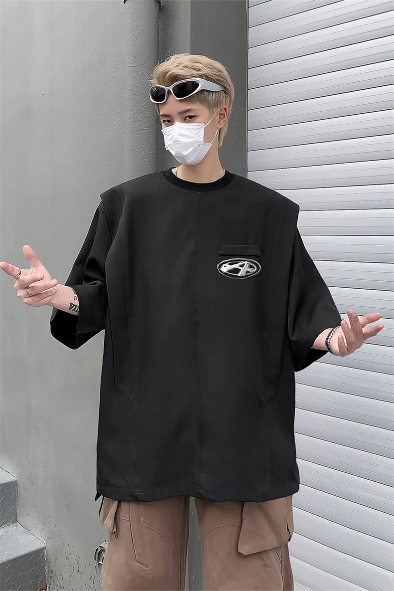 字母短袖t恤男装夏季潮牌假两件上衣男生体恤XZ514-2-202452-P58,男装T恤,星座514-2(原B239)
