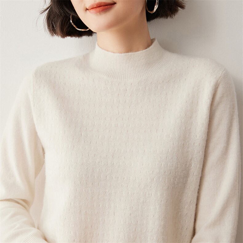 经典百搭！半高领羊绒衫女纯色亲肤山羊绒毛衣宽松大码针织打底衫，女装羊绒衫，蒂暖羊绒