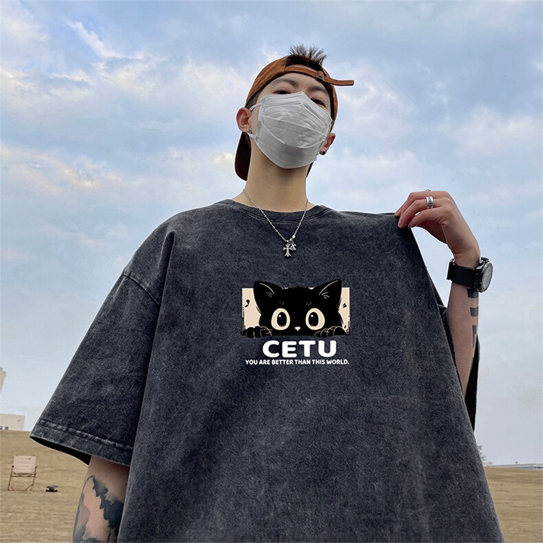 量大优可供抖音视频支持得物品质配合二开美式水洗短袖t恤SX121,男装T恤,电商A486