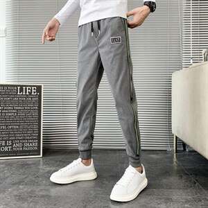 2025秋冬红华夫格裤子男韩版潮流拉链装饰修身小脚裤，男装休闲裤，电商A327