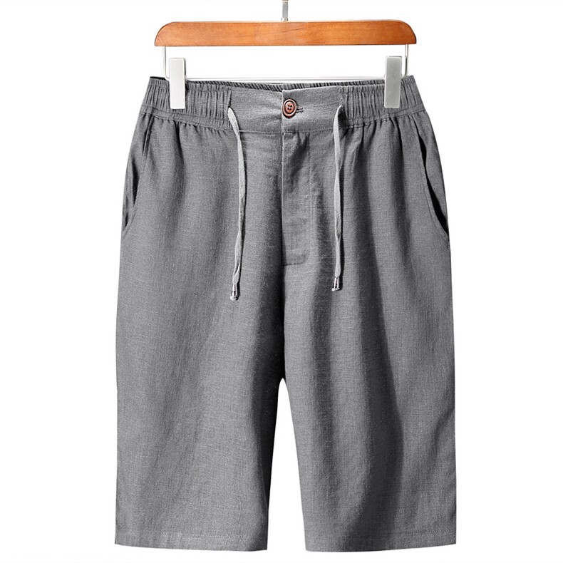 ACB-808夏季男士亚麻薄款五分裤休闲纯色青年沙滩裤免烫中裤P66,男装休闲裤,电商B360
