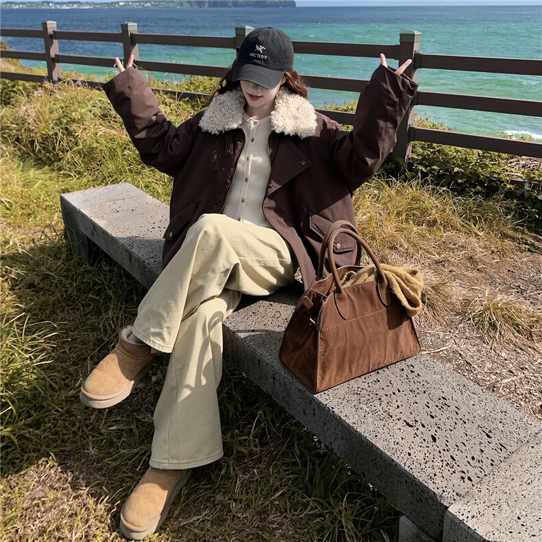 咖色韩系复古翻领羽绒服外套女冬季新款小个子90白鸭绒加厚夹克潮,女装棉衣/棉服,2C326