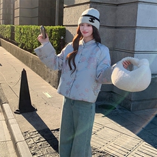 现货！（90新标带检）新中式提花料立体花羽绒服女气质保暖外套，女装羽绒服，浙宝189