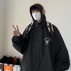 港风秋款宽松高品质连帽防水夹克F55P65控88，男装夹克，电商A247