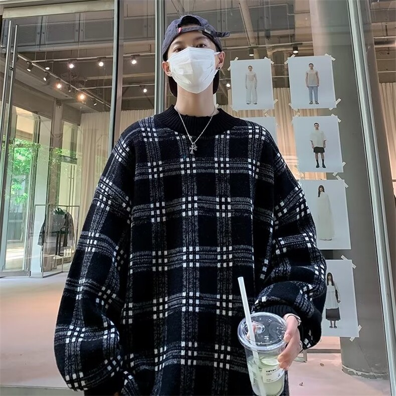 美式圆领毛衣男慵懒风休闲鹿毛绒针织衫M7313P50,男装针织衫/毛衣,星座1116-2
