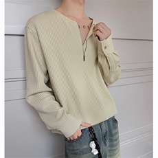 肌理感25秋季半拉链长袖T恤男宽松休闲圆领上衣XZ514-2-TT26-P30，男装T恤，星座514-2(原B239)