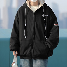 美式复古ins宽松卫衣棉服冬季羊羔毛加绒连帽外套男W7973-P74，男装卫衣，星座512-4