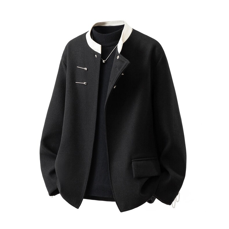 1新中式拼色毛呢西装大码M-5XL加棉大衣涤纶XF78161P118控188，男装西服套装，星座226-2