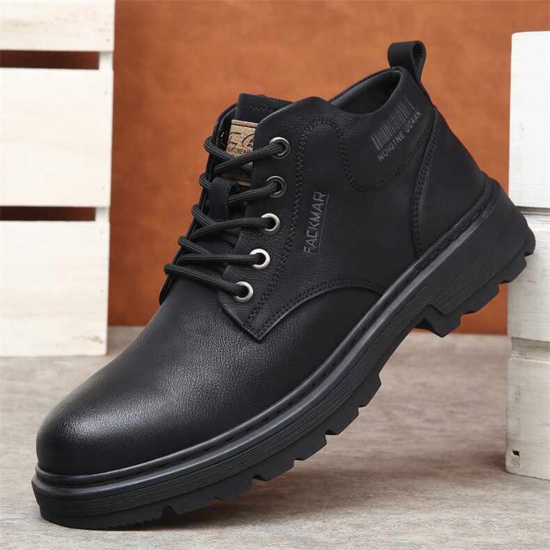 马丁靴男款2024冬季新款高帮户外潮流工装靴真皮厚底加绒保暖棉靴，男鞋马丁靴，电商A223