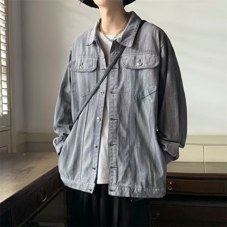欧美街头扎染牛仔外套男女情侣韩版bf宽松做旧夹克上衣JK572-P65,男装夹克,星座1008
