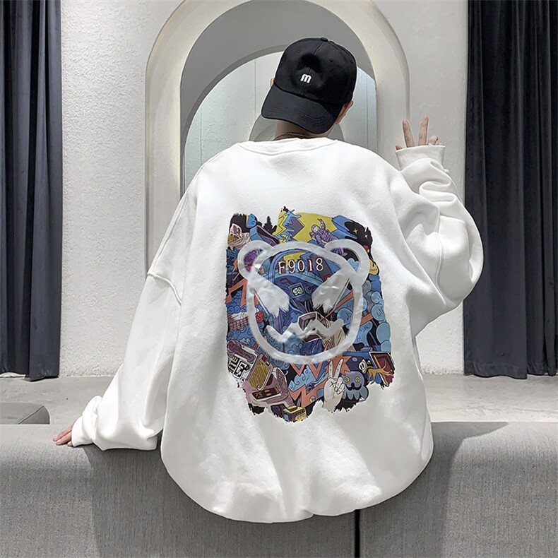 WY320P30限48港风ins大码宽松中性男士百搭创意大码印花卫衣,男装卫衣,电商A089-1