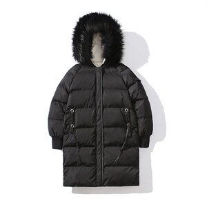 情侣装棉服中长款宽松棉袄连帽可拆卸毛领棉衣外套816B-DY03图片